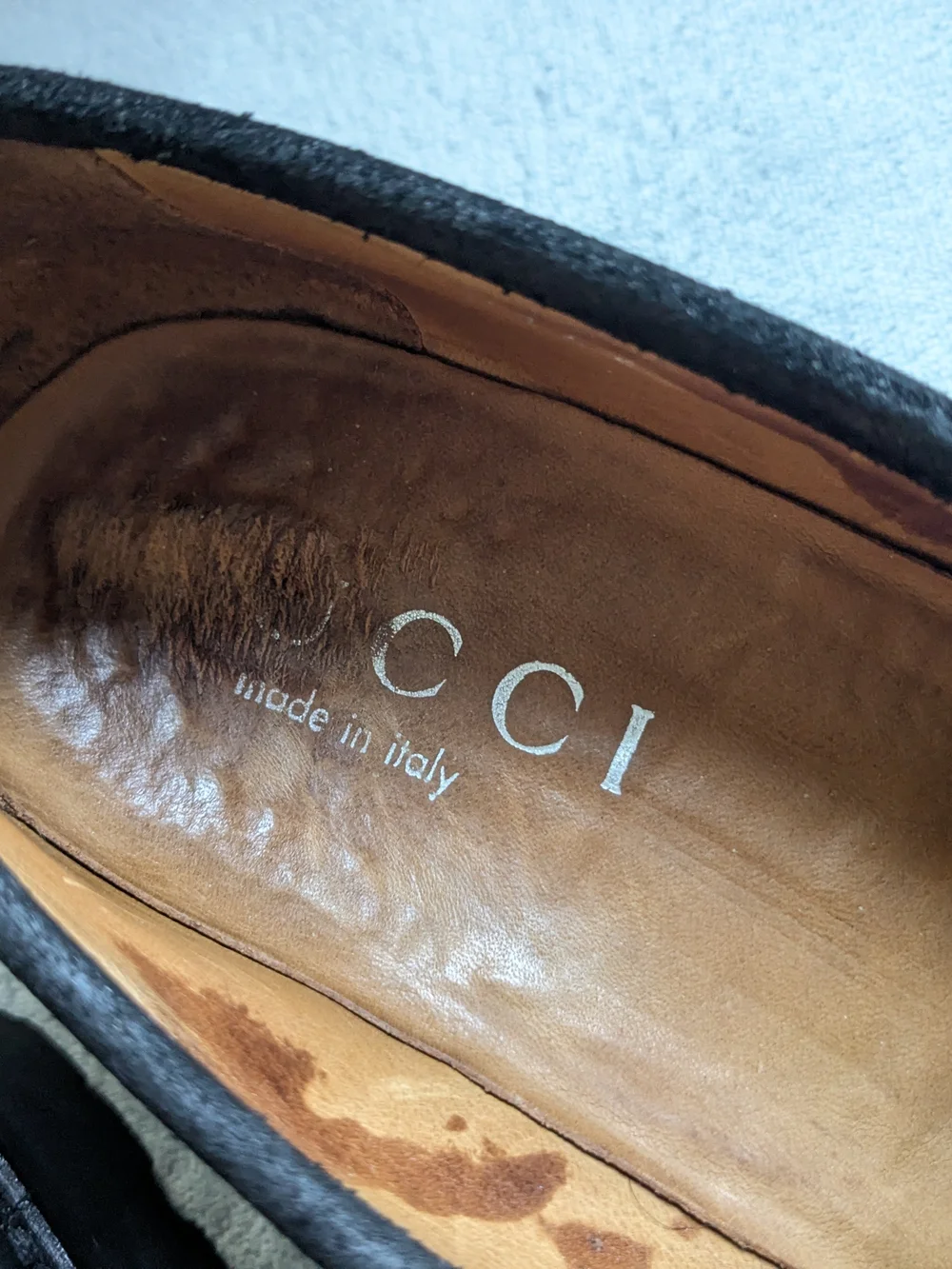 Gucci Men's Black Suede Horsebit Loafers 8 D Leather